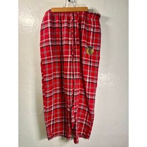 NHL Chicago Blackhawks Plaid Flannel Lounge Pants Sz L Mens Pajama Hockey Sport
